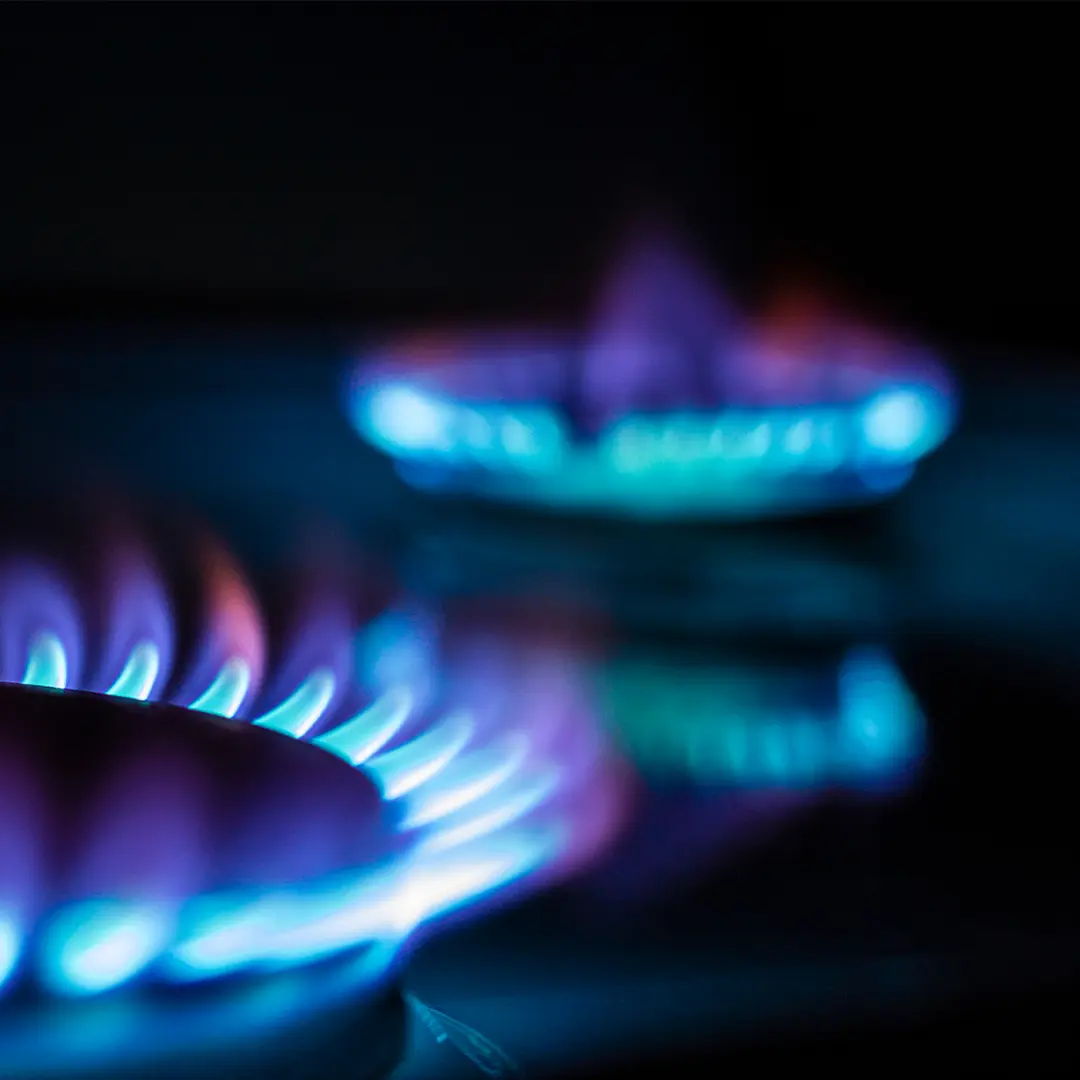 Blue Natural Gas Flame Burning