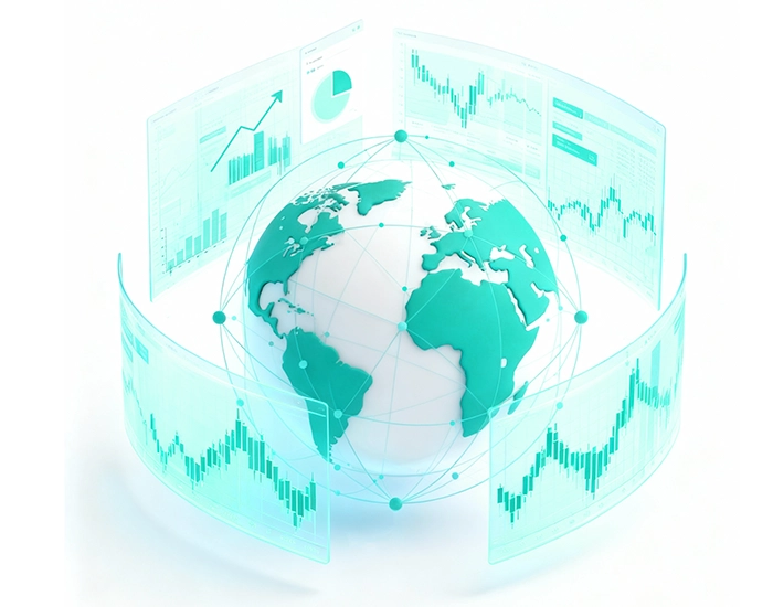 Global markets connected with live trading charts