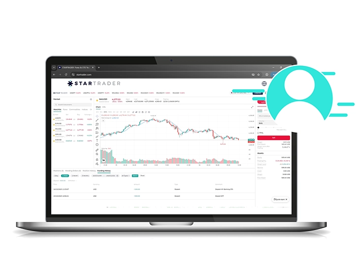 STARTRADER web trading dashboard for fast account access on laptop